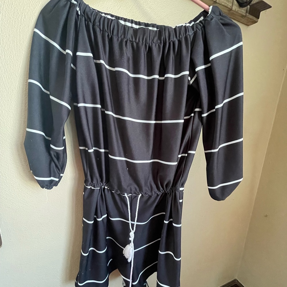 Small black and white off the shoulder romper
